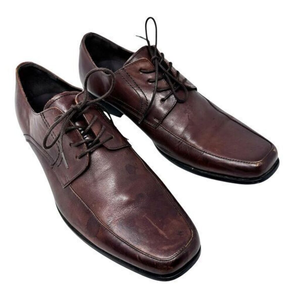 Aldo Men's Connick Dark Brown Leather Oxford Derby Dress Shoes – Size 9.5